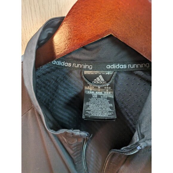 Mens Adidas Nylon Windbreaker Running Jacket Black Sz Medium READ Full Zip - Picture 6 of 8